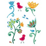 Sticker Fleurs et oiseaux