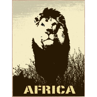 Sticker décoration Africa Lion noir et blanc 120 x 160 cm.