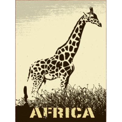 Sticker décoration Africa Girafe noir et blanc 120 x 160 cm.