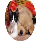 Sticker Abattant WC chaton et chiot Réf W03