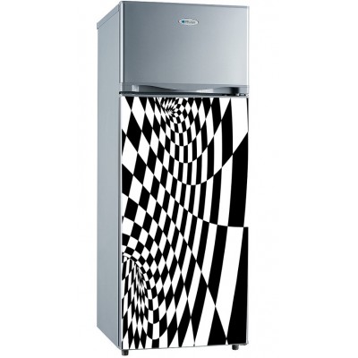 Sticker pour Frigidaire déco géométrique noir et blanc