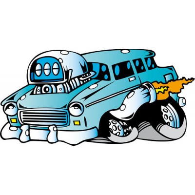 Sticker Enfant Voiture nomade bleu