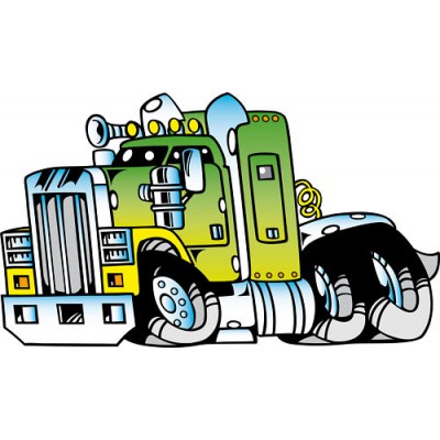 Sticker Enfant Camion semi vert 