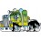 Sticker Enfant Camion semi vert 