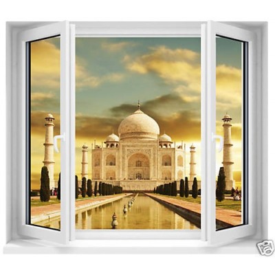 Sticker trompe l'oeil fenêtre Taj Mahal 