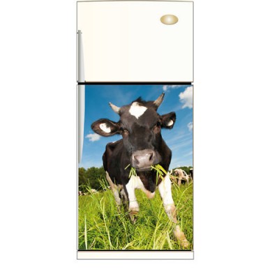 Sticker pour Frigidaire décoration Vache champs vert