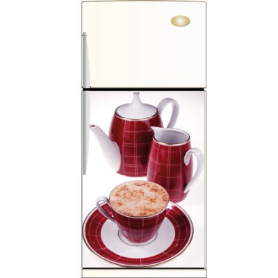 Sticker pour Frigidaire décoration cappuccino tasse rouge