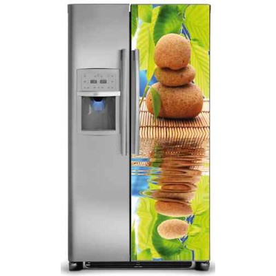 Sticker Frigidaire Américain zen galets sur bamboo