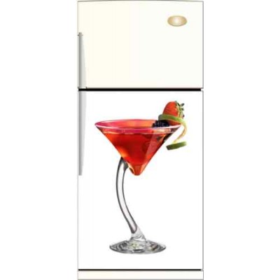 Sticker Frigidaire décoration verre cocktail fraise
