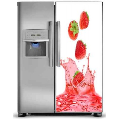 Sticker Frigidaire Américain déco fraises et sirop