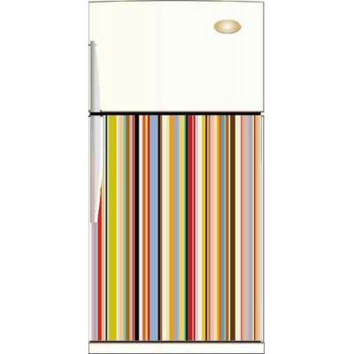 Sticker frigidaire décoration rayures colorés