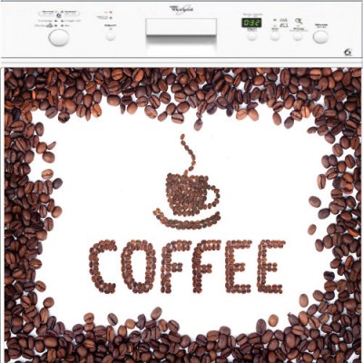 Sticker autocollant lave vaisselle décoration coffee