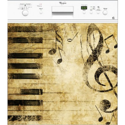 Sticker autocollant lave vaisselle notes de musique 