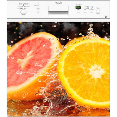 Sticker autocollant lave vaisselle pamplemousse orange