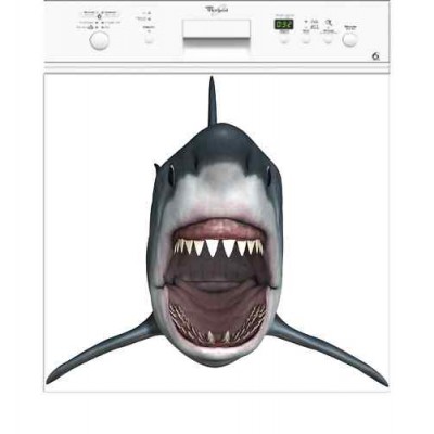 Sticker autocollant pour lave vaisselle décoration requin 60 x 60 cm.