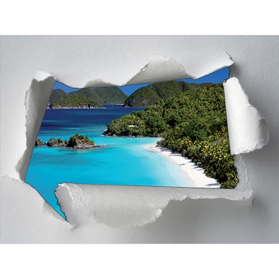 Sticker trompe l'oeil plage