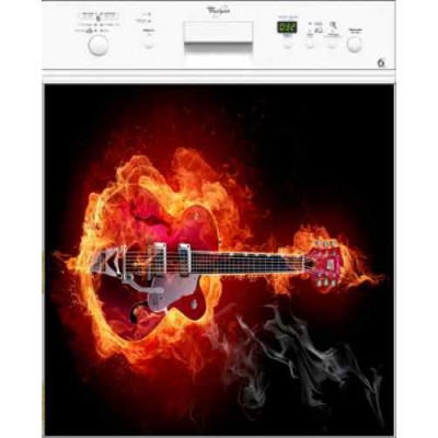 Sticker autocollant pour lave vaisselle décoration Guitare 60 x 60 cm. 