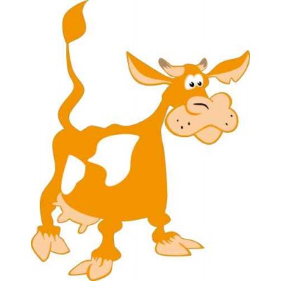 Stickers autocollant Vache orange 95x75 cm